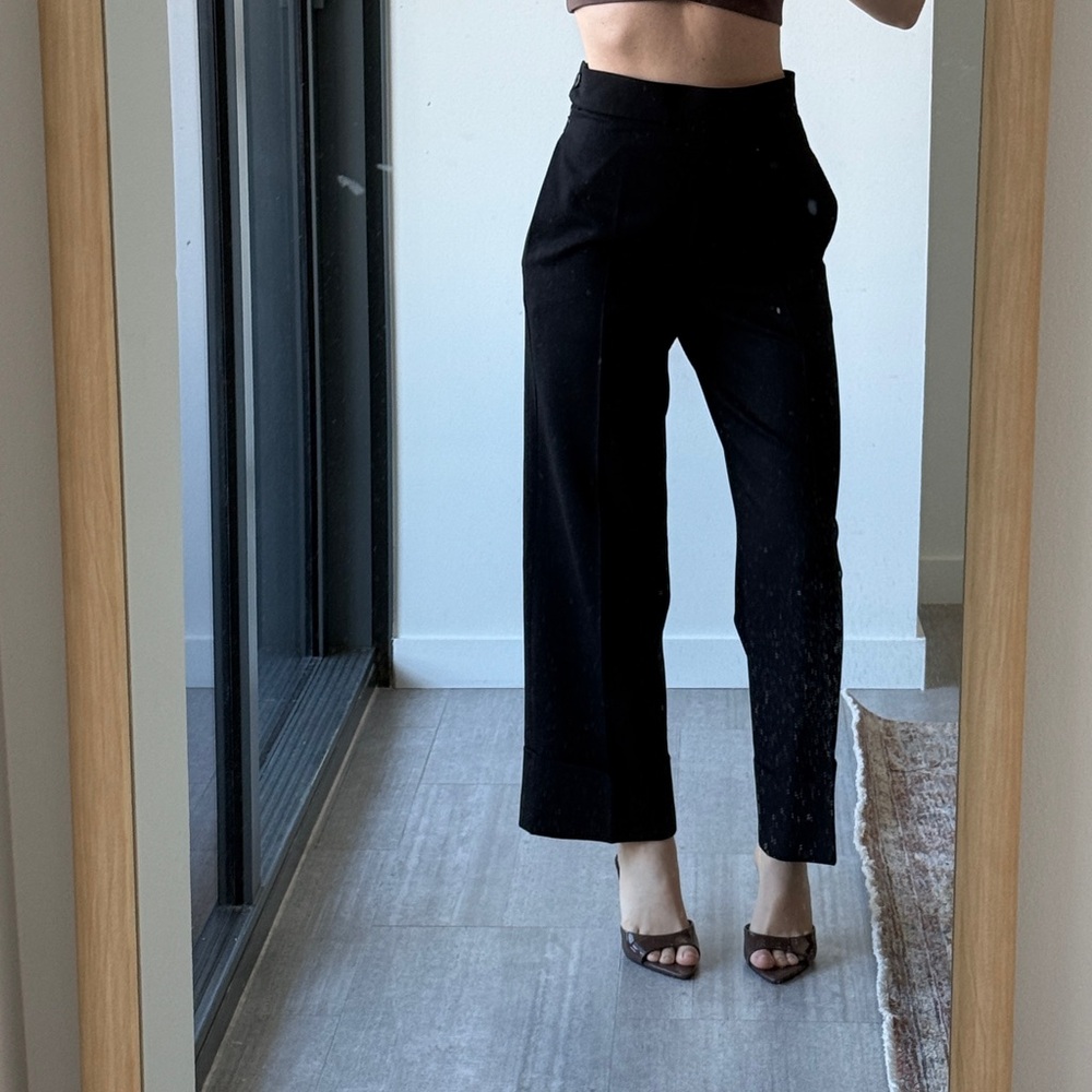 Aritzia wool black high rise pants with cuffed hem size 00 - excellent condition